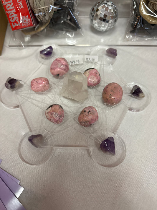 Metatron Grid Rhodonite Chevron Amethyst Angel Aura Quarts