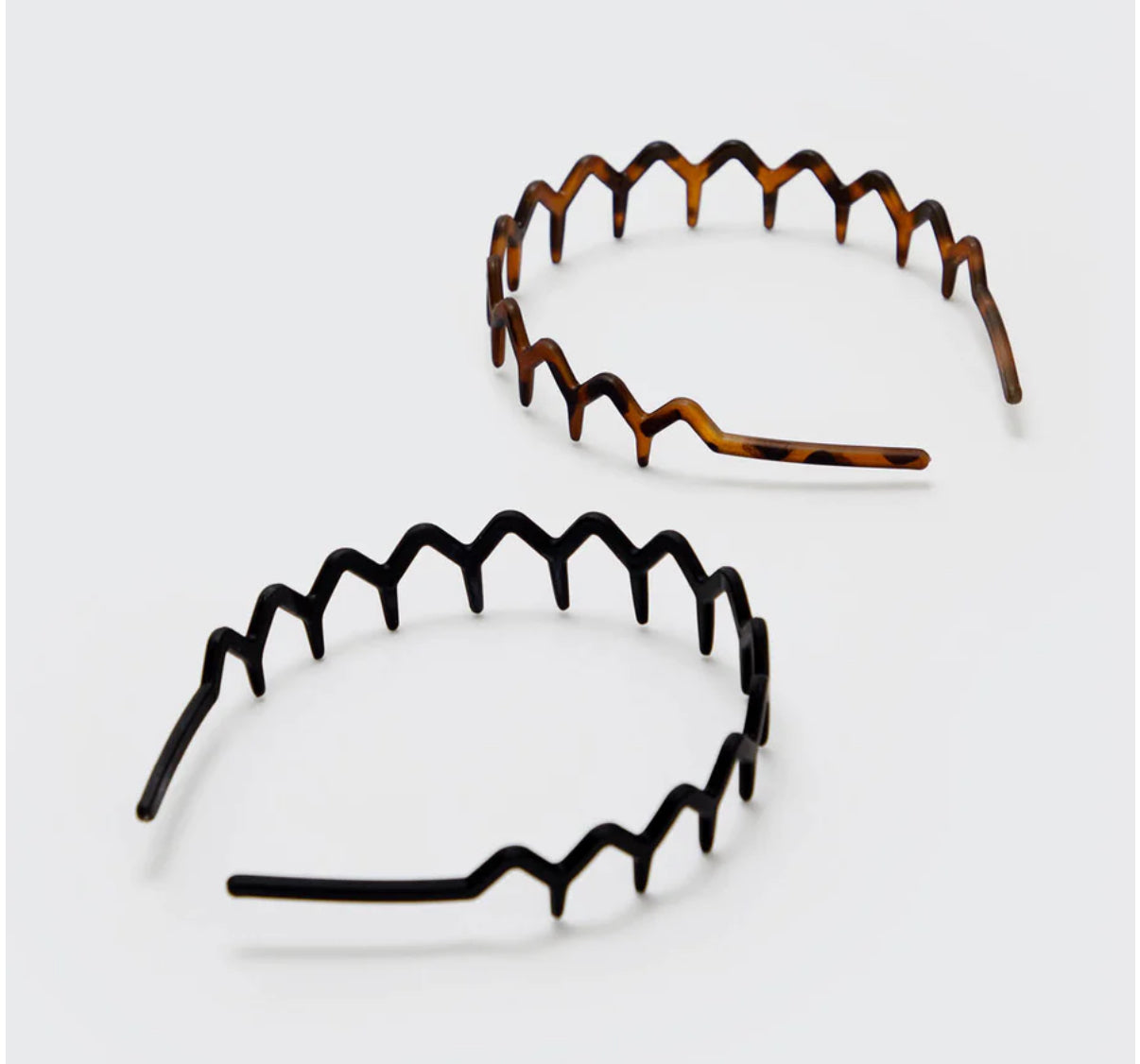 Recycled Plastic Zig Zag Headband 2 pc - Black & Tortoise