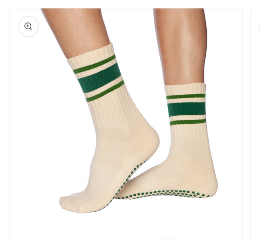 Green Retro Grip Socks