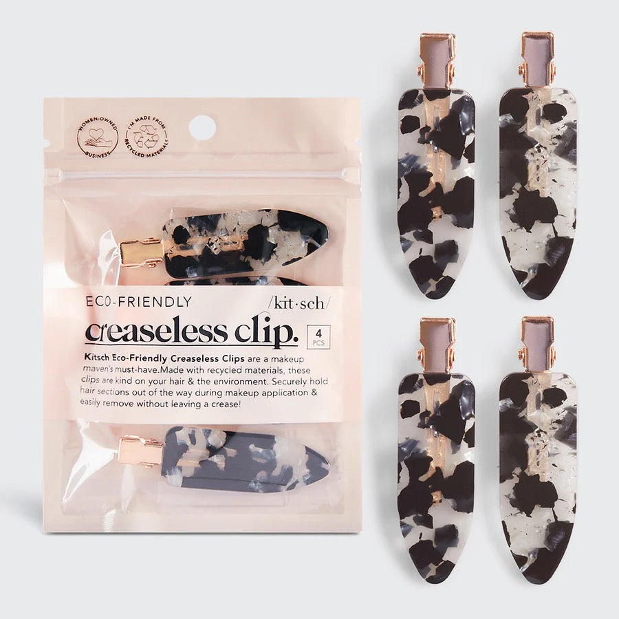 Recycled Plastic Creaseless Clips 4 pc - Black Tortoise
