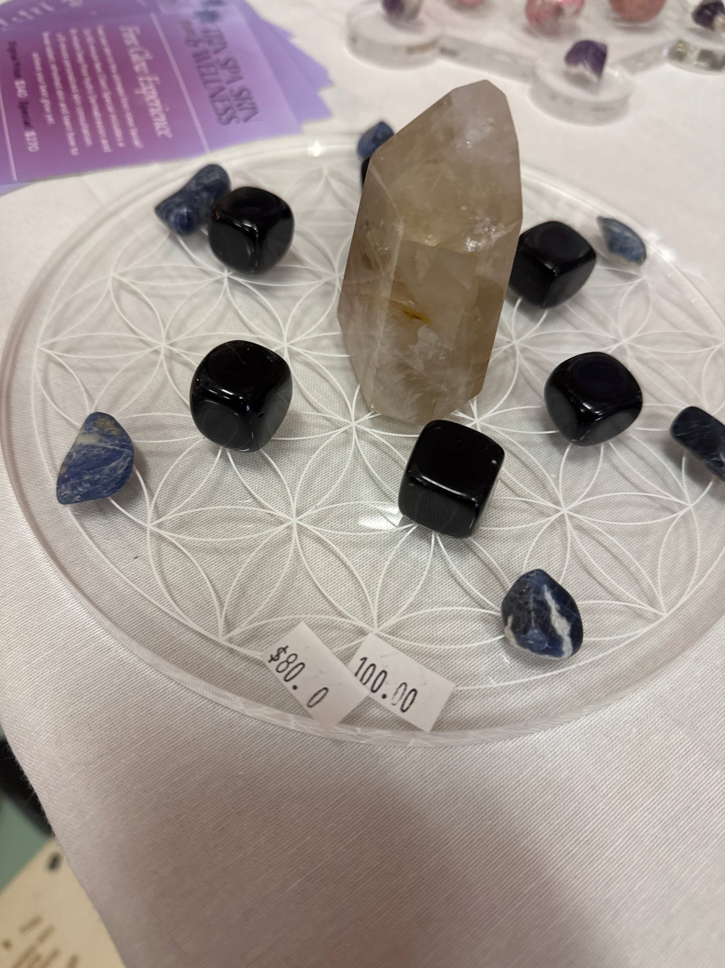 rutile quartz flower of life grid
obsidian and sodalite
$100 sale price $80