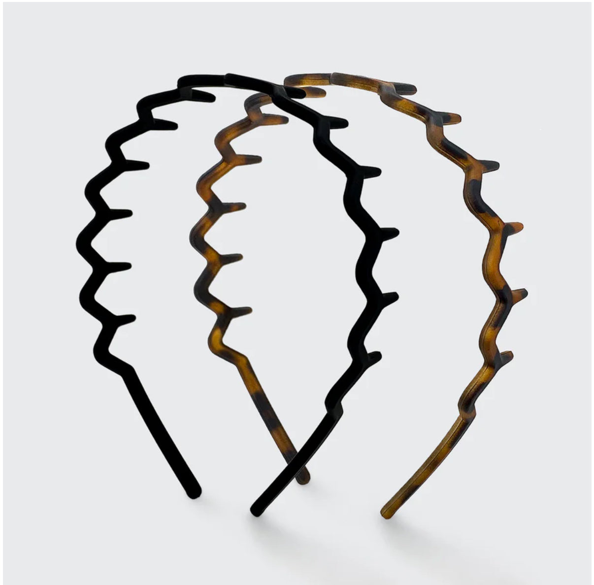 Recycled Plastic Zig Zag Headband 2 pc - Black & Tortoise