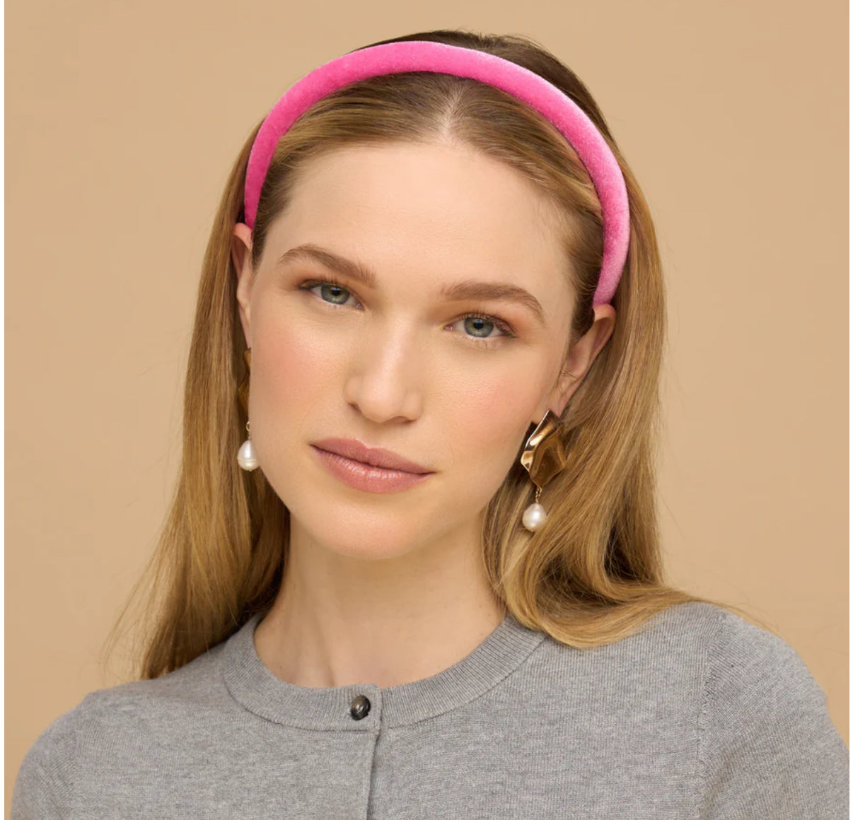 Velvet Headband 3pc Set - Red Pink & Green