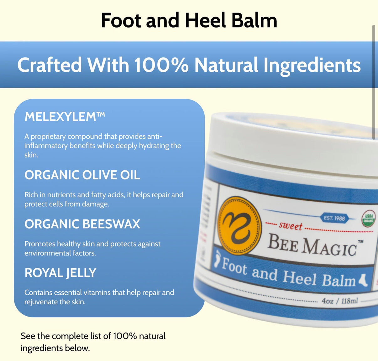 Sweet Bee Magic™ - Organic Foot and Heel Balm