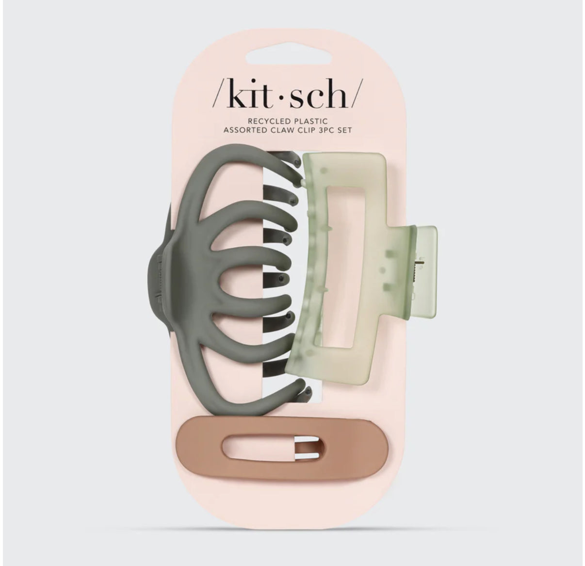 Recycled Plastic Assorted Claw Clips 3 pc - Eucalyptus