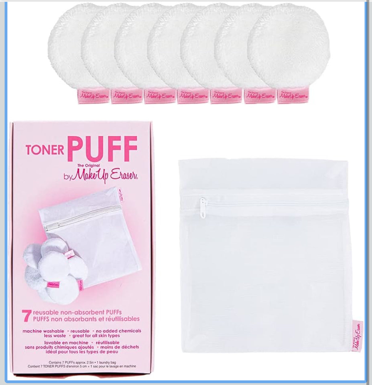 MakeUp Eraser Toner Puff 7pc Set
